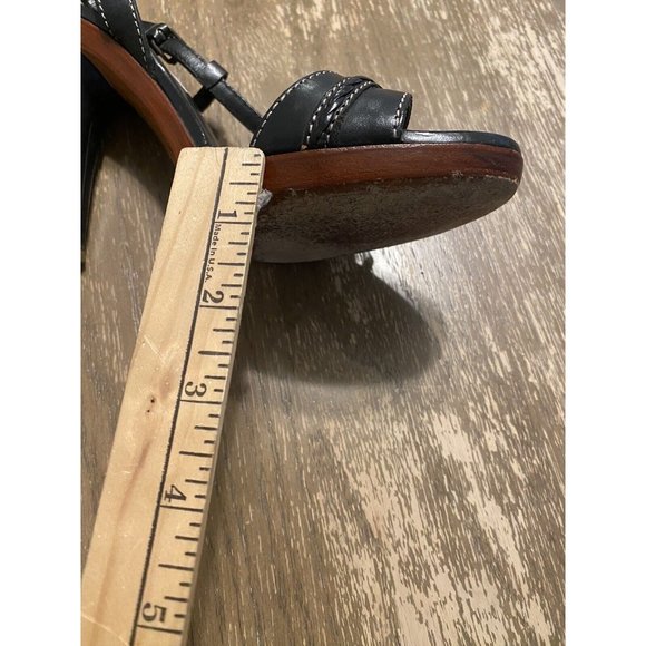 Marc Jacobs Open Toe Black Sling Back Leather White Top Stitch Heel Sz 39.5 VTG - Picture 8 of 8